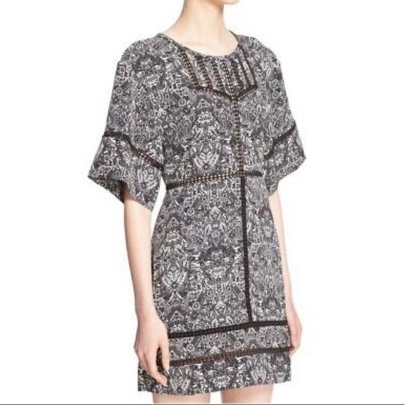 IRO Tawny eyelet trim a line print mini dress - Picture 1 of 10